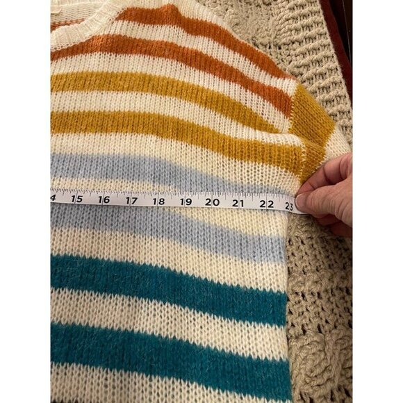 Entro Multicolor Striped Sweater Women's sz L long Balloon  sleeve‎ - Picture 11 of 12